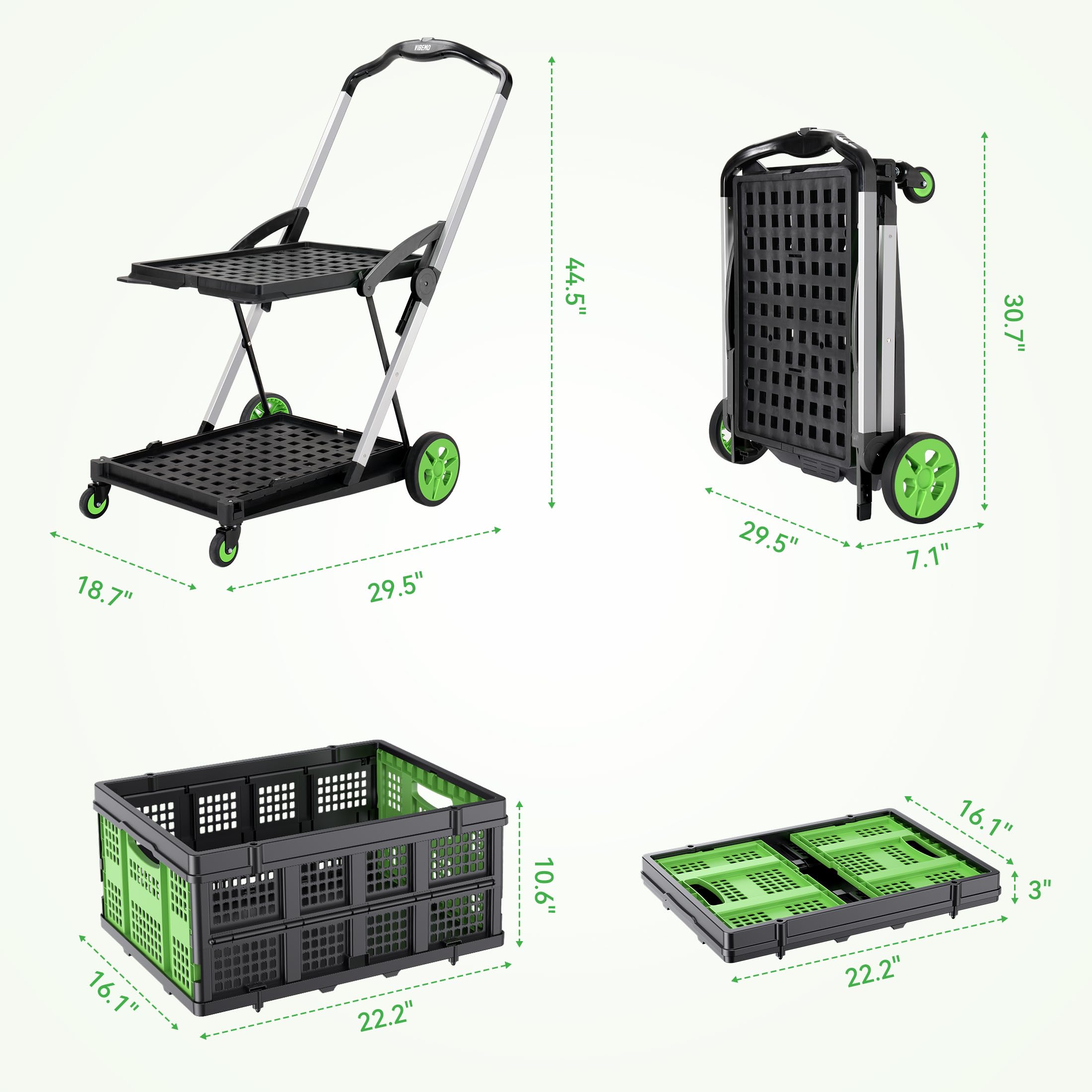 Vibemo Foldable Shopping Cart, 8-in-1 200 lbs Multi